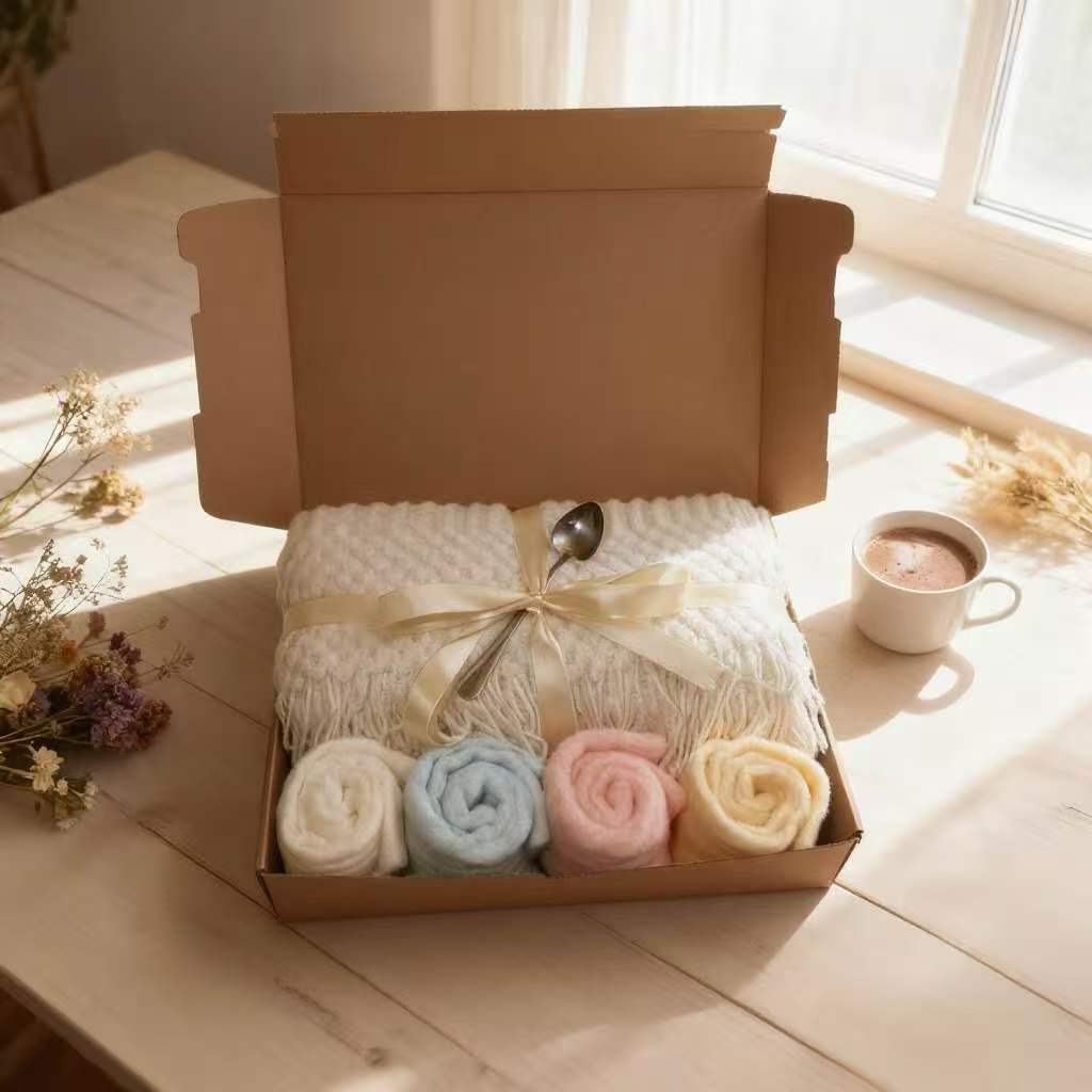 Hygge Blanket Gift Box: White Throw & Fluffy Socks Set